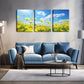 3pcs Clear Sky, Yellow Flowers Wall Art Set Canvas Framed 40x60cm - High Quality Print 100% Australian Made Wall Canvas Ready to Hang