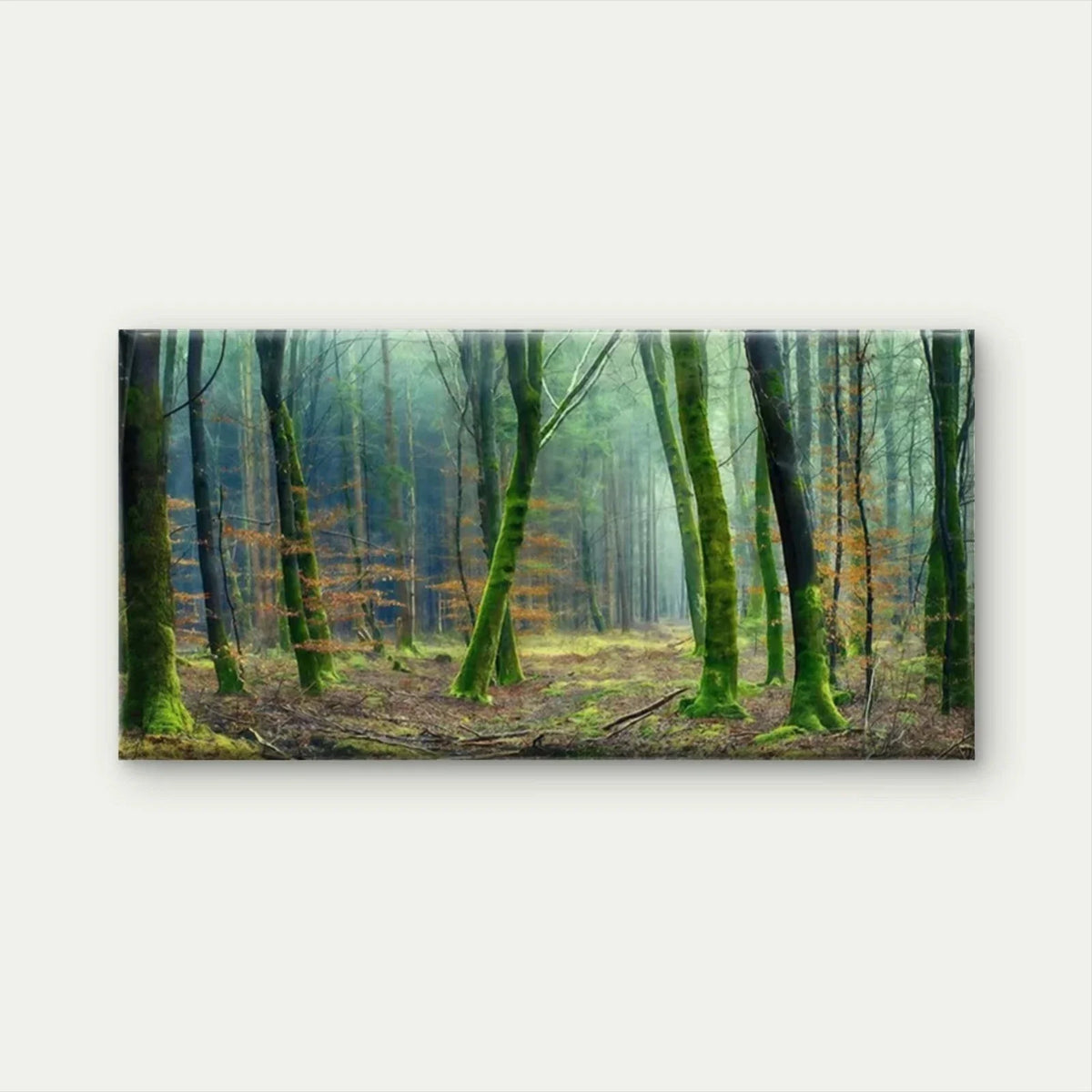 Mossy Forest Trees Wall Art Canvas Office Home Room Framed 120x60cm