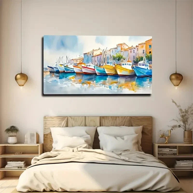 Watercolor Urban Decoration Wall Art Canvas Office Home Room Framed 120x60cm