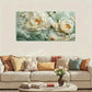 White Peony Green Leaves wall canvas office home room framed 120x60cm