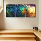 3pcs Modern Vibrant Abstract Ocean Waves Metal Print Ready to Hang Art