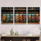 3pcs Vintage Floral Specimen Bottles Metal Print Ready to Hang Art