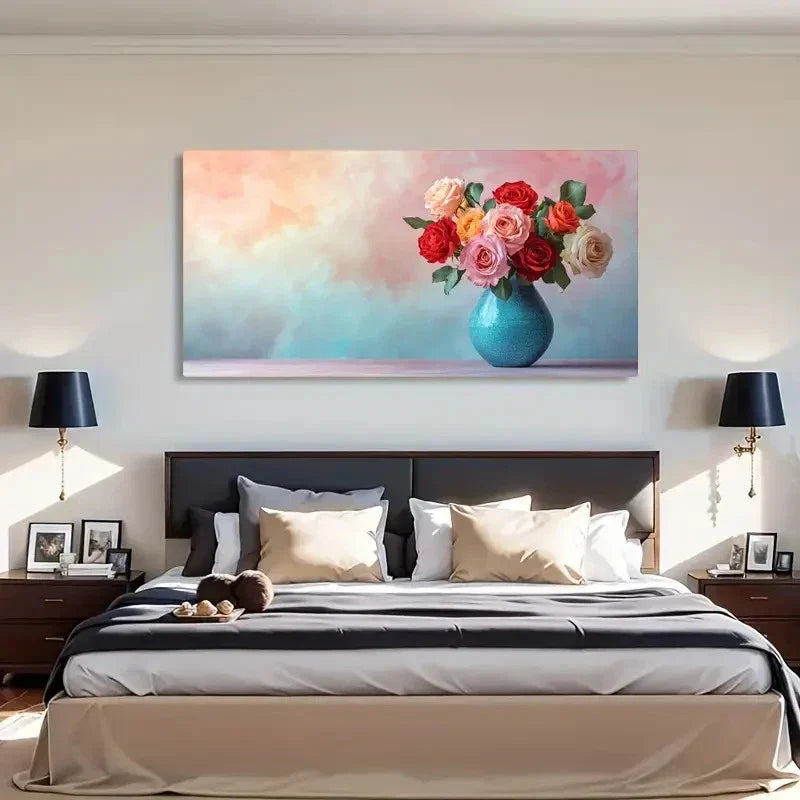 Modern Floral Bouquet Décor Wall Art Canvas Office Home Room Framed 120x60cm