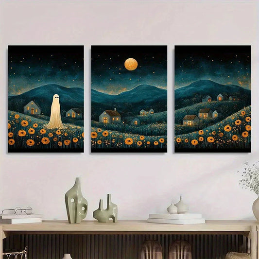 3pcs Whimsical in a Rural Scene Metal Print Ready to Hang Art