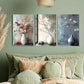 3pcs Floral Ceramic Vase & Blossoming Branches Metal Print Ready to Hang Art