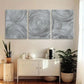 3pcs Abstract Gray Circles Metal Print Ready to Hang Art