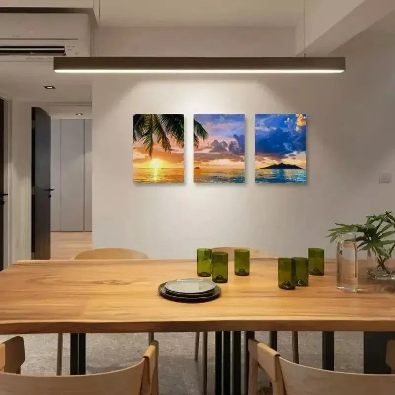 3pcs Palm Tree Beach Sunset Canvas Framed 40x60cm - High Quality Print 100% Australian Made Wall Canvas Ready to Hang