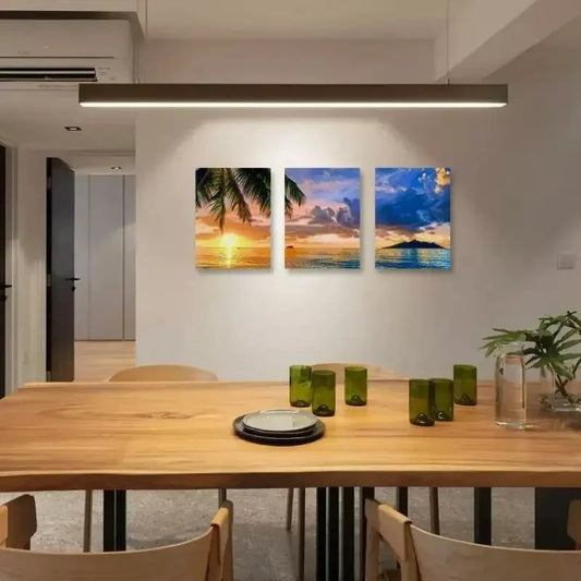 3pcs Palm Tree Beach Sunset Canvas Framed 40x60cm - High Quality Print 100% Australian Made Wall Canvas Ready to Hang
