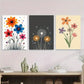 3pcs Vibrant Colorful Flowers with Dandelions  Metal Print Ready to Hang Art