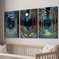 3pcs William Morris Moon and Forest Wall Art Set Canvas Framed 40x60cm - High Quality Print 100% Australian Made Wall Canvas Ready to Hang