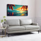Tropical Beach Sunset Ocean Wall Art Canvas Office Home Room Framed 120x60cm