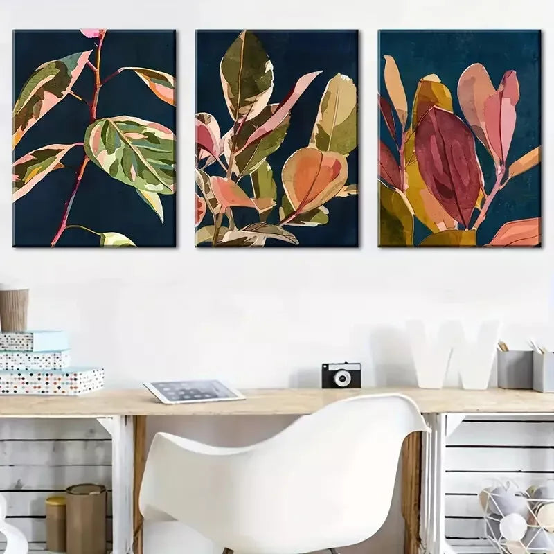 3pcs tropical plant leaf art decoration, plant    Wall Art Set Canvas Framed 40x60cm - High Quality Print 100% Australian Made Wall Canvas Ready to Hang