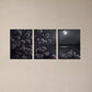 3pcs Floral Bliss by the Lake & Moon View Wall Art Set Canvas Framed 40x60cm - High Quality Print 100% Australian Made Wall Canvas Ready to Hang