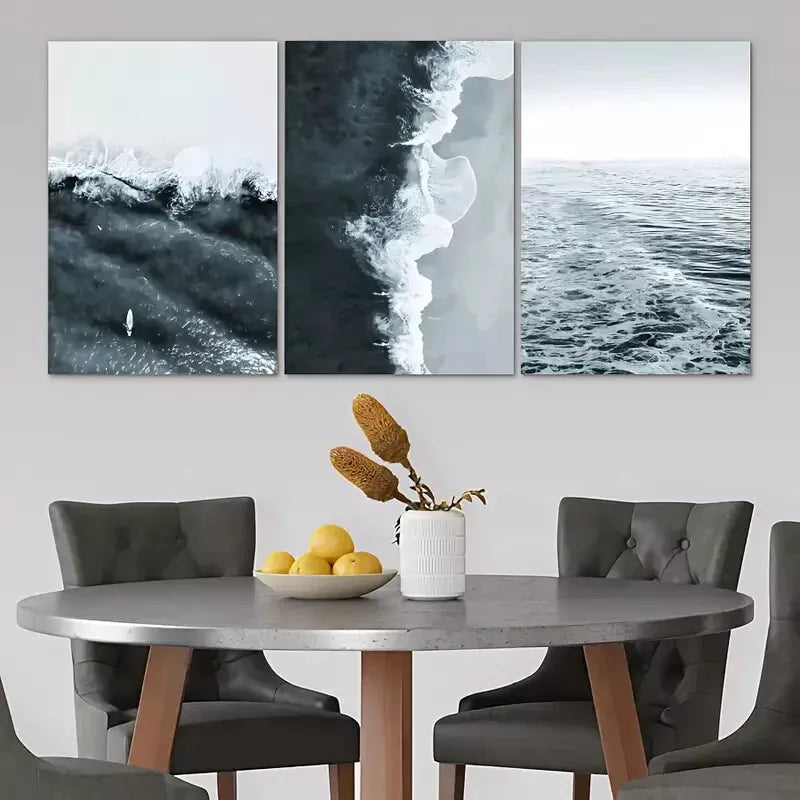 3pcs Ocean Waves View Canvas Framed 40x60cm - High Quality Print 100% Australian Made Wall Canvas Ready to Hang