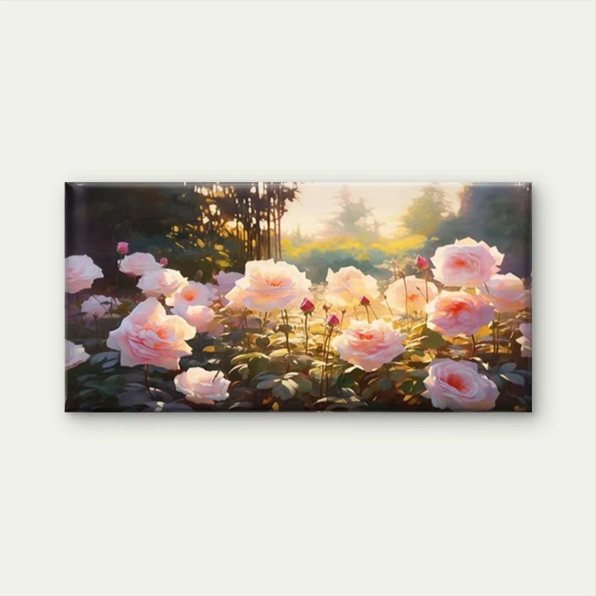 Delicate Pink Rose Blooming Wall Art Canvas Office Home Room Framed 120x60cm