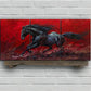 3pcs Black Horse Abstract Vivid Red and Black Metal Print Ready to Hang Art