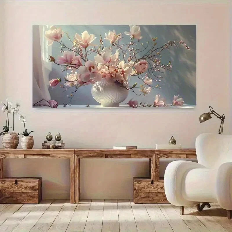 Modern Cherry Blossoms Magnolia Wall Art Canvas Office Home Room Framed 120x60cm