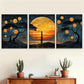 3pcs Fantasy Moonlight Charm Canvas Painting Metal Print Ready to Hang Art
