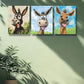 3pcs The donkey Art Painting  Metal Print Ready to Hang Art