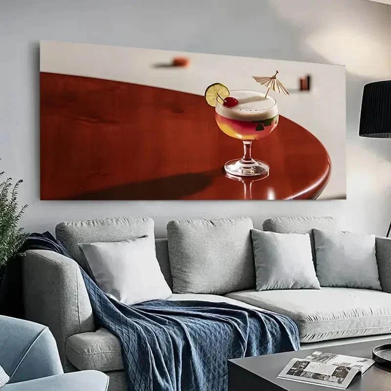 Garnished Cocktail Glass wall canvas office home room framed 120x60cm