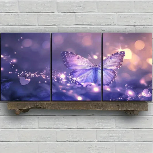 3pcs Butterfly Enchanted Garden Series Metal Print Ready to Hang Art