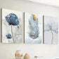 3pcs Modern Floral & Feather Decor Wall Art Set Canvas Framed 40x60cm - High Quality Print 100% Australian Made Wall Canvas Ready to Hang