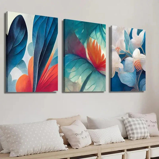 3pcs Colorful Botanical Decor Flower Wall Art Set Canvas Framed 40x60cm - High Quality Print 100% Australian Made Wall Canvas Ready to Hang