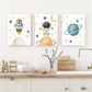 3pcs Cartoon Astronaut and Planets Canvas Framed 40x60cm - High Quality Print 100% Australian Made Wall Canvas Ready to Hang