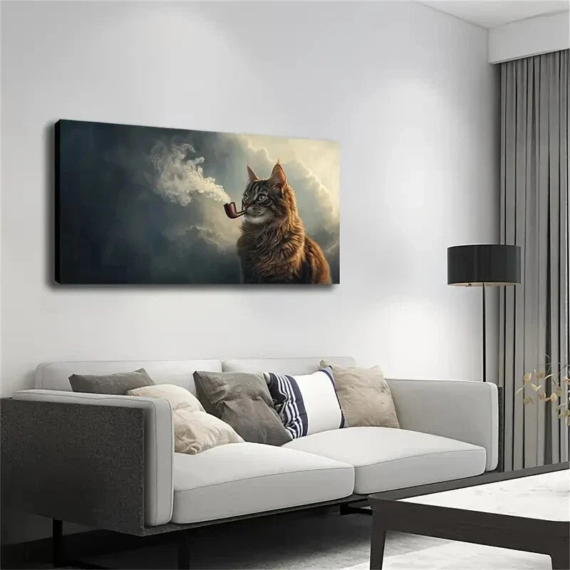 Vibrant Orange & Black Fur Wall Art Canvas Office Home Room Framed 80x45cm