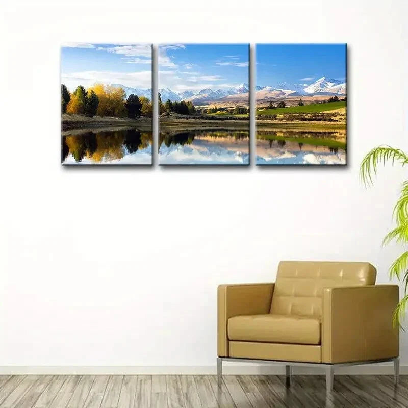 3pcs Hushan Landscape Painting  Metal Print Ready to Hang Art