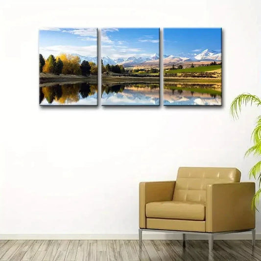 3pcs Hushan Landscape Painting  Metal Print Ready to Hang Art