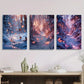 3pcs Butterfly Snow Forest Glittering Winter Scene Metal Print Ready to Hang Art