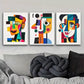 3pcs Vibrant Cubist-Style Face Triptych Wall Art Set Canvas Framed 40x60cm - High Quality Print 100% Australian Made Wall Canvas Ready to Hang