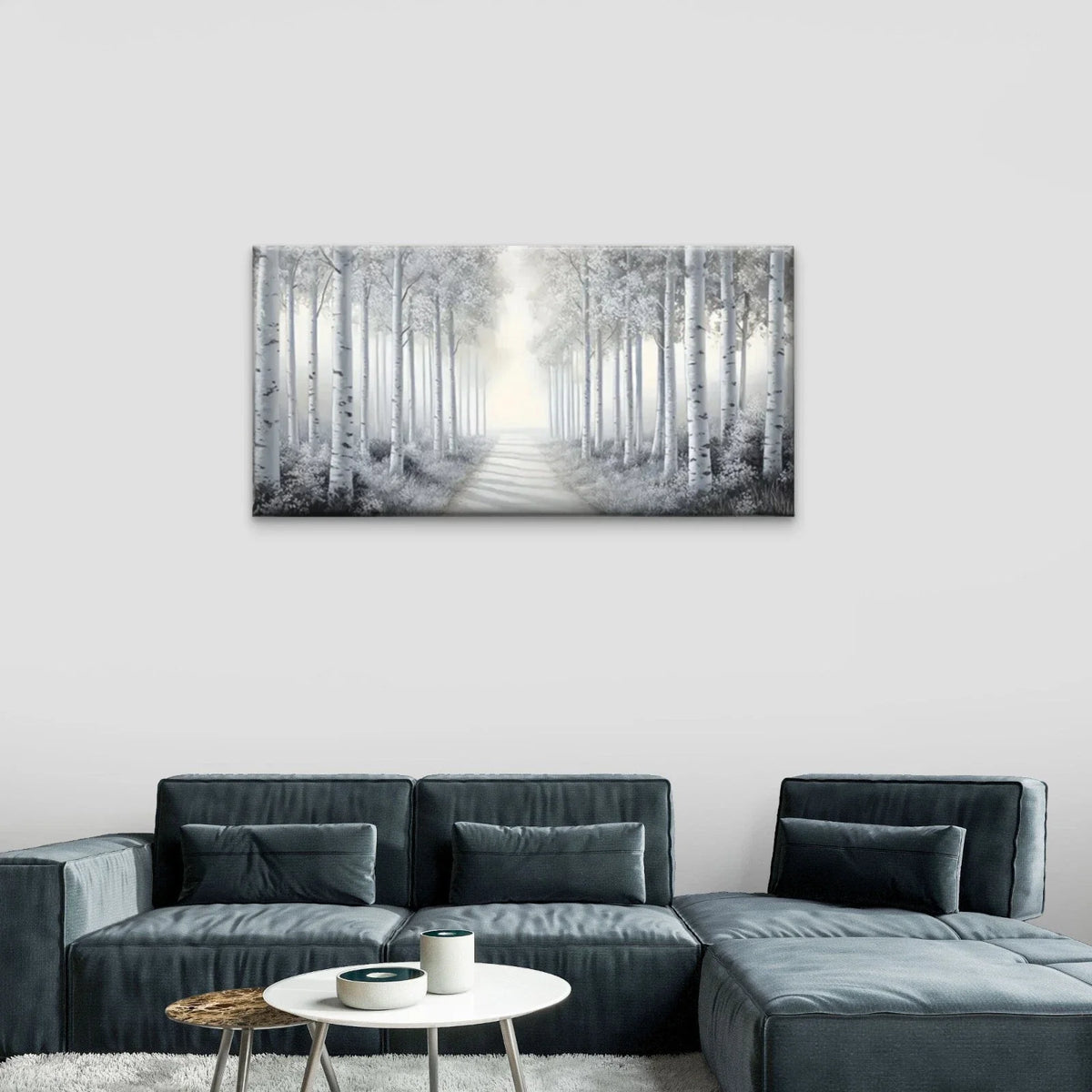 Serene Forest Pathway Sunlight Wall Art Canvas Office Home Room Framed 80x45cm