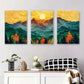 3pcs Geometric Mountain Landscape Vibrant Metal Print Ready to Hang Art