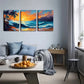 3pcs Coastal Landscape with Palm Trees & Ocean , Wall Art Set Canvas Framed 60X90cm - High Quality Print 100% Australian Made Wall Canvas Ready to Hang