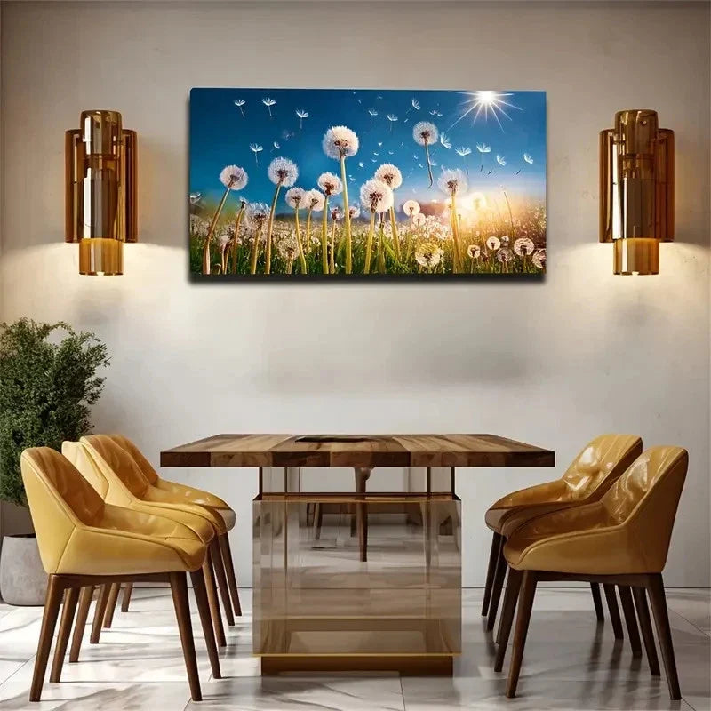 Poetic Dandelion Bakery Wall Art Canvas Office Home Room Framed 120x60cm