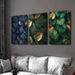 3pcs Jungle & Green Leaves with Golden Accents Wall Art Set Canvas Framed 40x60cm - High Quality Print 100% Australian Made Wall Canvas Ready to Hang