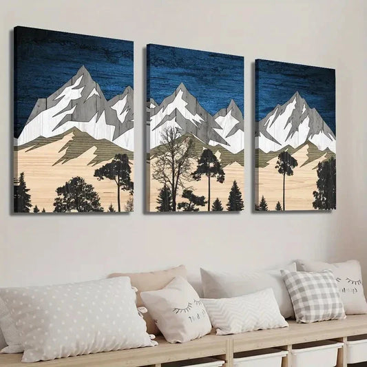 3pcs Mountain Forest Landscape Wall Art Set Canvas Framed 40x60cm - High Quality Print 100% Australian Made Wall Canvas Ready to Hang
