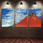 3pcs Mount Fuji Poster Landscape Geometric Art Metal Print Ready to Hang Art