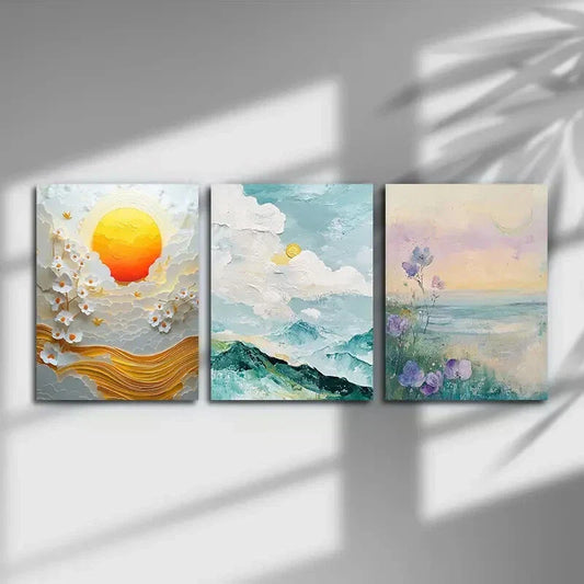 3pcs Rustic Countryside &amp; Floral Scenes Versatile Metal Print Ready to Hang Art