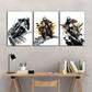 3pcs Posters Cool Biker Art Prints Wall Decor Metal Print Ready to Hang Art