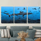 3pcs Ocean Shark Metal Print Ready to Hang Art