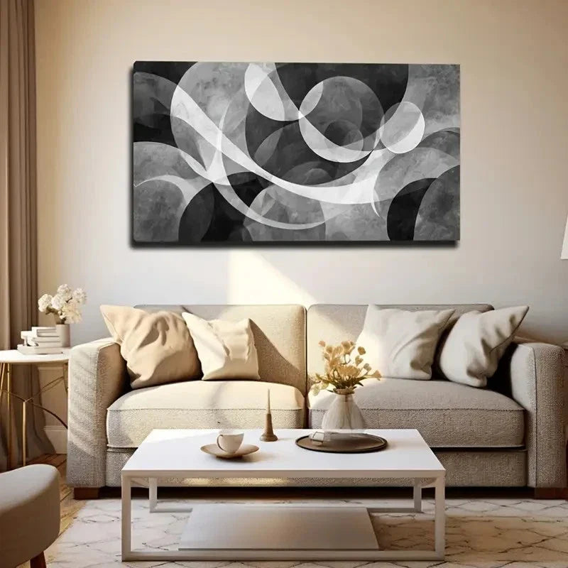 Curved Circular Pattern Decor Wall Art Canvas Office Home Room Framed 120x60cm