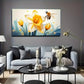 Vibrant Bee And Flower Wall Art Canvas Office Home Room Framed 80x45cm