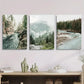 3pcs Serene Forest River, Misty Mountains Metal Print Ready to Hang Art