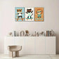 3pcs Animal Portrait art posters Cool Skateboard Metal Print Ready to Hang Art