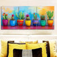 3pcs Cactus in colorful flower POTS Metal Print Ready to Hang Art