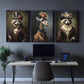 3pcs g Visual Language raccoon, giraffe, animal Metal Print Ready to Hang Art