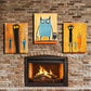 3pcs  Owls, Aliens & Friends, Modern & Playful Wall Art Set Canvas Framed 40x60cm - High Quality Print 100% Australian Made Wall Canvas Ready to Hang